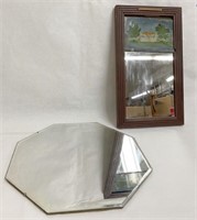 (2) mirrors -- octagonal , 16" diameter & framed
