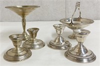 (6) Sterling weighted pcs - compote, basket,