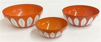 Cathrineholm Norway 3 pc bowl set, orange and