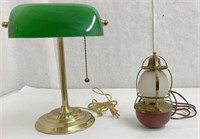 (2) lamps -- vintage buoy lamp rocks and has bell