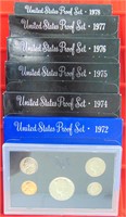 U.S. Proof Sets 1972, 74, 75, 76, 77, 78