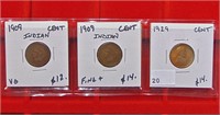 (2) 1909 Indian Cents & 1929 Cent