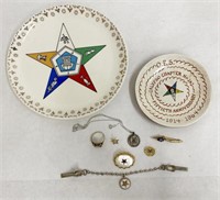 Masonic & Eastern Star items -- jewelry including