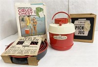 (3) vintage picnic pcs - Amoco Cooler Chest, 10