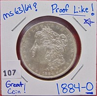 1884-O Morgan Dollar MS 63+
