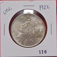 1922 Peace Dollar, UNC.