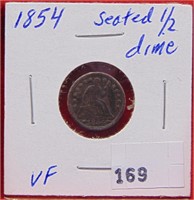 1854 Seated Half Dime, VF
