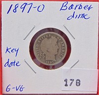 1897-O Barber Dime, Key Date, G-VG