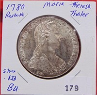1780 Restrike Maria Theresa Thaler .833 Silver BU