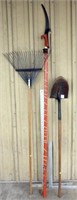 Ground spade, steel spring rake,