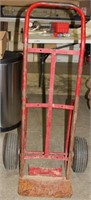 Steel hand truck with pneumatic tires and