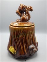 Funky folk ceramic squirrel cookie jar