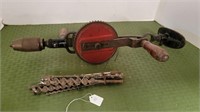 EARLY WORKING CRAFTSMAN KNEE AUGER WITH BITS