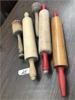 3 Wooden Rolling Pins with Masher