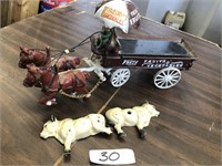 Cast Iron Horse and Buggy  And Cow Lot