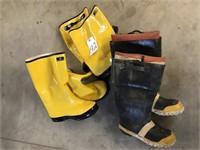 Rubber Rain  Boots Yellow 11- 13 Black boots 8 - 9