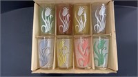 Vintage Orchard Crystal Glasses Set of 8