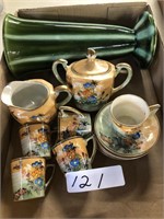 Luster ware Tea Set  and  Pottery Vase