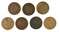 7 Different Matron Head Large Cents