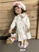 Vintage Large  Doll With Rabbit Toy