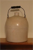 Stoneware liquor jug w/ handle - 11 1/2" tall