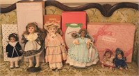 Lot assorted porcelain dolls with boxes