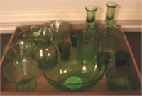 Assorted green glass