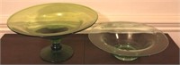 2 Green glass bowls