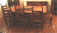 Drop side dining table w/ 8 ladderback chairs
