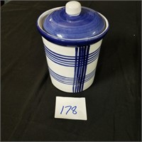 Blue stripe cookie jar