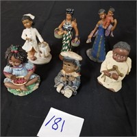 Group of  6 - Black art figurines