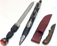 (2) FANTASY SWORD & SMALL CUSTOM BOWIE KNIFE