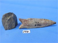 4 1/4" Texas Point & iron ore, SEE NOTE
