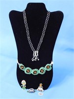 Vintage beaded Necklace, Bracelet, & Effigies