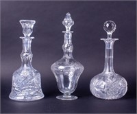 Lot of 3 Vintage Cut Glass & Crystal Decanters