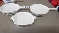 3 CORNING WARE BOWLS 1 3/4 CUPS, AND (2) 6 1/2"