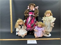 Lot of 4 Porcelain Dolls - See Description