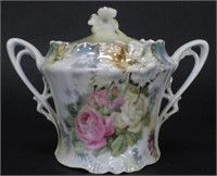 RS Prussia Pink and White Rose Sugar Bowl