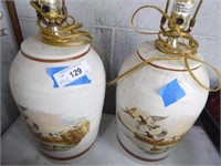 Pair pottery lamps
