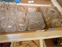 2 boxes: cut glass (chips) & clear glassware