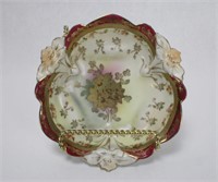 RS  Prussia Red and Gold Floral Design Bowl