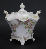 RS  Prussia Pink and White Floral Sugar Bowl
