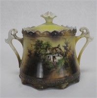 RS Prussia Cottage Design Sugar Bowl with Lid