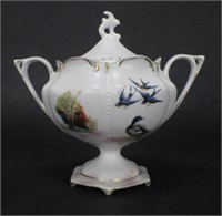 RS  Prussia Swallows & Ducks Sugar Bowl with Lid