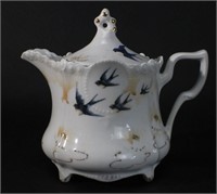 RS Prussia Porcelain Sparrow Design Teapot