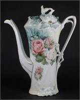 RS Prussia Pink and White Rose Coffee Pot with Lid