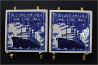 (2) Holland America Line Porcelain Coasters