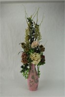 Antique Porcelain Vase w/ Artificial Flowers.