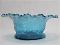 Blue Glass Bowl, Possibly Blown or Stretched
