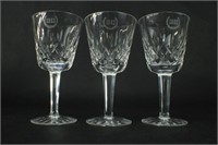 Set of 3 WATERFORD Crystal Lismore Water Goblets